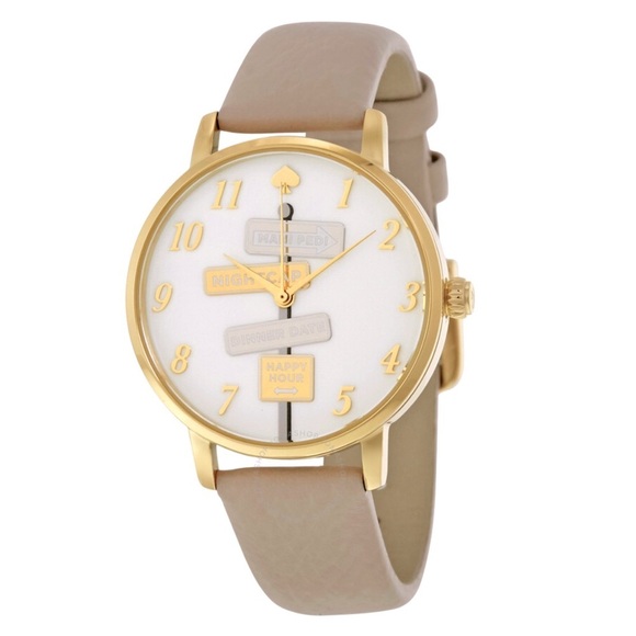 KATE SPADE • Street Signs Metro Grey Leather Watch - Picture 6 of 7